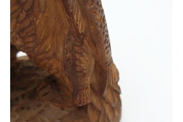 銘無し　木のぬくもりが感じられる木彫りの熊(くま、クマ、木彫、置物、ディスプレイ)(R-063132)