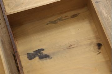 和製アンティーク　上手物!　三方欅(ケヤキ)材　前面玉杢　無垢　味わい深い佇まいの高級特注茶箪笥(茶棚、収納棚、戸棚、キャビネット)(R-063137)
