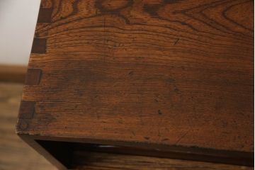 和製アンティーク　上手物!　三方欅(ケヤキ)材　前面玉杢　無垢　味わい深い佇まいの高級特注茶箪笥(茶棚、収納棚、戸棚、キャビネット)(R-063137)
