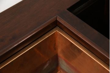 和製ビンテージ　美品　花梨(カリン)材　趣を感じる佇まいが魅力的な関西火鉢(木製火鉢、長火鉢、囲炉裏、ローテーブル、座卓、ヴィンテージ)(R-063143)