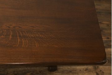 中古　美品　北海道旭川家具　山室家具製作所　ナラ材　天板極厚　木の温もりを感じるダイニングテーブル(食卓、4人掛け、6人掛け)(R-063148)