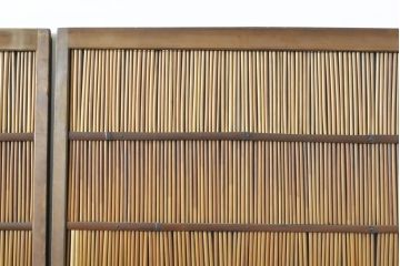 アンティーク建具　涼しげな和の空間づくりにおすすめ御簾戸2枚セット(簾戸、簀戸、葭戸、夏障子、夏戸、引き戸、建具)(R-063150)