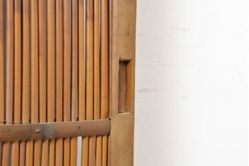 アンティーク建具　涼しげな和の空間づくりにおすすめ御簾戸2枚セット(簾戸、簀戸、葭戸、夏障子、夏戸、引き戸、建具)(R-063150)