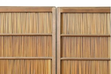 アンティーク建具　涼しげな和の空間づくりにおすすめ御簾戸2枚セット(簾戸、簀戸、葭戸、夏障子、夏戸、引き戸、建具)(R-063150)