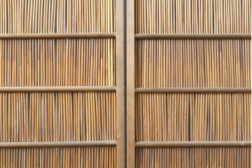 アンティーク建具　涼しげな和の空間づくりにおすすめ御簾戸2枚セット(簾戸、簀戸、葭戸、夏障子、夏戸、引き戸、建具)(R-063150)