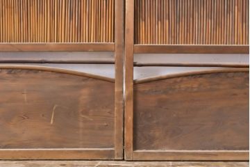 アンティーク建具　涼しげな和の空間づくりにおすすめ御簾戸2枚セット(簾戸、簀戸、葭戸、夏障子、夏戸、引き戸、建具)(R-063150)
