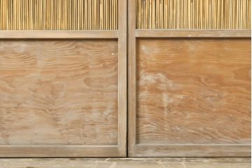 アンティーク建具　涼しげな和の空間づくりにおすすめ御簾戸2枚セット(簾戸、簀戸、葭戸、夏障子、夏戸、引き戸、建具)(R-063151)