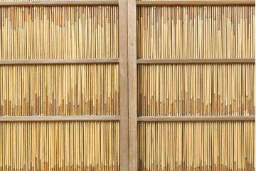アンティーク建具　涼しげな和の空間づくりにおすすめ御簾戸2枚セット(簾戸、簀戸、葭戸、夏障子、夏戸、引き戸、建具)(R-063151)