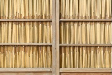 アンティーク建具　涼しげな和の空間づくりにおすすめ御簾戸2枚セット(簾戸、簀戸、葭戸、夏障子、夏戸、引き戸、建具)(R-063151)