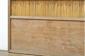 アンティーク建具　涼しげな和の空間づくりにおすすめ御簾戸2枚セット(簾戸、簀戸、葭戸、夏障子、夏戸、引き戸、建具)(R-063151)