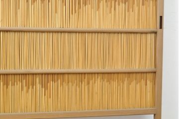 アンティーク建具　涼しげな和の空間づくりにおすすめ御簾戸2枚セット(簾戸、簀戸、葭戸、夏障子、夏戸、引き戸、建具)(R-063152)