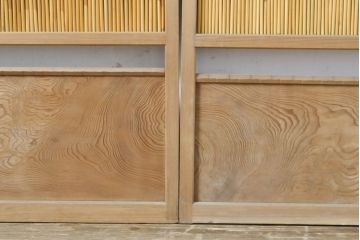アンティーク建具　涼しげな和の空間づくりにおすすめ御簾戸2枚セット(簾戸、簀戸、葭戸、夏障子、夏戸、引き戸、建具)(R-063152)