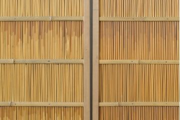 アンティーク建具　涼しげな和の空間づくりにおすすめ御簾戸2枚セット(簾戸、簀戸、葭戸、夏障子、夏戸、引き戸、建具)(R-063152)