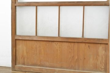 アンティーク建具　風情のある空間づくりにおすすめな障子戸風ガラス戸2枚セット(引き戸、ガラス帯戸、建具)(R-063153)