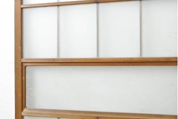 アンティーク建具　風情のある空間づくりにおすすめな障子戸風ガラス戸2枚セット(引き戸、ガラス帯戸、建具)(R-063153)