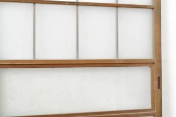 アンティーク建具　風情のある空間づくりにおすすめな障子戸風ガラス戸2枚セット(引き戸、ガラス帯戸、建具)(R-063153)