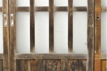 アンティーク建具　経年を感じる風合いが魅力のガラス戸4枚セット(玄関戸、引き戸、建具)(R-063154)