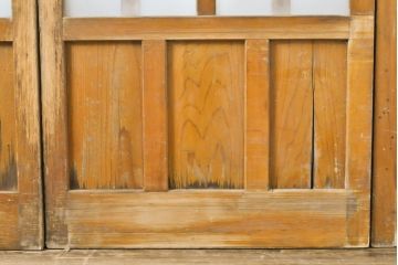 アンティーク建具　経年を感じる風合いが魅力のガラス戸4枚セット(玄関戸、引き戸、建具)(R-063154)
