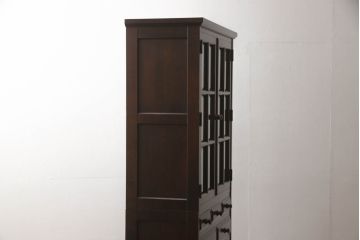 中古　美品　北海道民芸家具　HM160K　洗練された佇まいが上品な食器棚(本箱、収納棚、飾り棚、キャビネット)(R-063161)