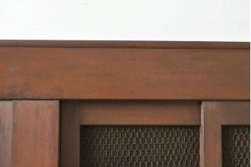 和製アンティーク　丸桟引き戸　凛とした美しさが上品な和を演出してくれる近江水屋箪笥(食器棚、戸棚、収納棚、キャビネット、重ね箪笥)(R-063171)