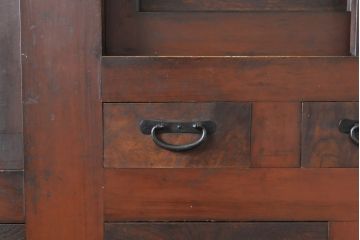 和製アンティーク　丸桟引き戸　凛とした美しさが上品な和を演出してくれる近江水屋箪笥サイドボード(食器棚、戸棚、収納棚、キャビネット)(R-063172)