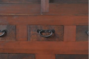 和製アンティーク　丸桟引き戸　凛とした美しさが上品な和を演出してくれる近江水屋箪笥サイドボード(食器棚、戸棚、収納棚、キャビネット)(R-063172)