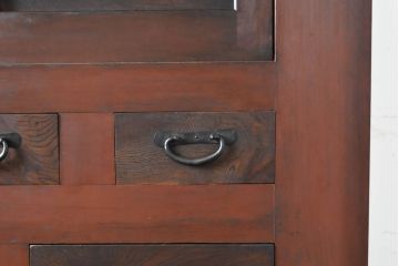 和製アンティーク　丸桟引き戸　凛とした美しさが上品な和を演出してくれる近江水屋箪笥サイドボード(食器棚、戸棚、収納棚、キャビネット)(R-063172)