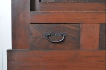 和製アンティーク　丸桟引き戸　凛とした美しさが上品な和を演出してくれる近江水屋箪笥サイドボード(食器棚、戸棚、収納棚、キャビネット)(R-063172)