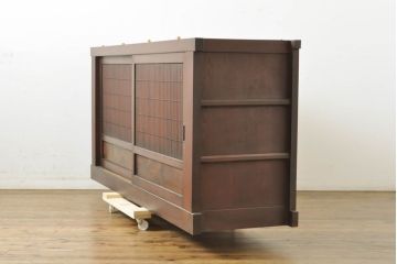 和製アンティーク　丸桟引き戸　凛とした美しさが上品な和を演出してくれる近江水屋箪笥サイドボード(食器棚、戸棚、収納棚、キャビネット)(R-063173)