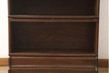 イギリスアンティーク　オーク材　丸みを帯びたフォルムが魅力的!!スライド扉付きスタッキングブックケース(飾り棚、収納棚、戸棚、本箱、サイドキャビネット)(R-063179)