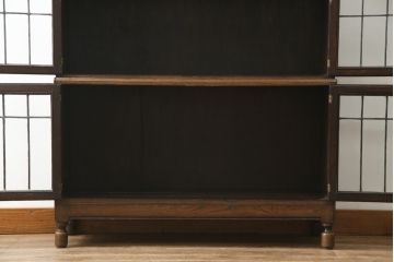 イギリスアンティーク　Minty Oxford(ミンティ オックスフォード)社製　オーク材　クラシカルな佇まいが魅力!!ステンドグラス入りのスタッキングブックケース(本棚、本箱、キャビネット、収納棚、戸棚)(R-063182)