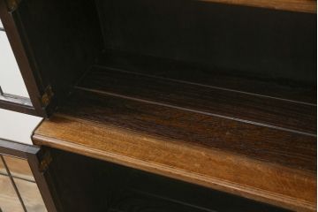 イギリスアンティーク　Minty Oxford(ミンティ オックスフォード)社製　オーク材　クラシカルな佇まいが魅力!!ステンドグラス入りのスタッキングブックケース(本棚、本箱、キャビネット、収納棚、戸棚)(R-063182)