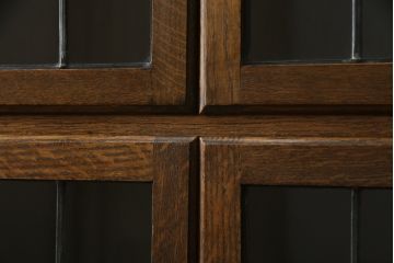 イギリスアンティーク　Minty Oxford(ミンティ オックスフォード)社製　オーク材　クラシカルな佇まいが魅力!!ステンドグラス入りのスタッキングブックケース(本棚、本箱、キャビネット、収納棚、戸棚)(R-063182)
