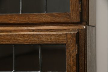 イギリスアンティーク　Minty Oxford(ミンティ オックスフォード)社製　オーク材　クラシカルな佇まいが魅力!!ステンドグラス入りのスタッキングブックケース(本棚、本箱、キャビネット、収納棚、戸棚)(R-063182)