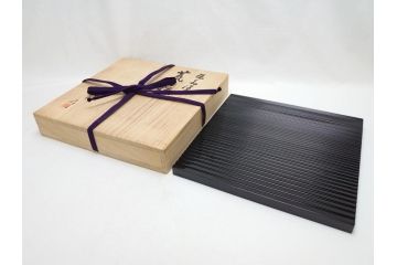 輪島塗　塗師　浜木松峰作　荒目板(共箱付き、輪島漆器、茶道具)(R-063188)