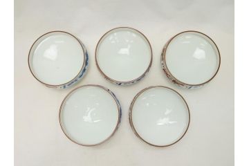 今泉今右衛門　色絵　染付　色鍋島　5.6寸(17cm)小鉢　2.7寸(8.3cm)向付　各5枚セット(共箱なし、五寸六分、二寸七分、中皿、小皿、深皿、和皿、和食器)(R-063192)