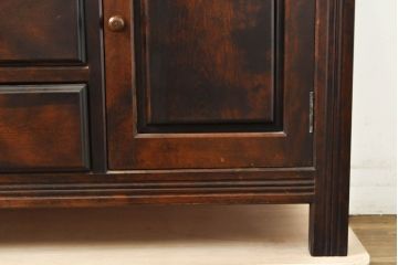 中古　美品　松本民芸家具　G型ドレッサー　美しい木目とシックな色合いが魅力のサイドボード(収納棚、戸棚、引き出し、サイドキャビネット、ドレッシングチェスト)(定価約55万円)(R-063194)