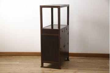 中古　美品　松本民芸家具　132型　和モダンなお部屋づくりにおすすめの朝鮮棚(茶棚、飾り棚、戸棚、収納棚)(定価約55万円)(R-063196)