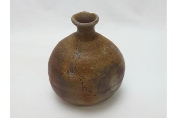 備前焼　金重道明　伊部　扁壷徳利(共箱付き、和食器)(R-063206)