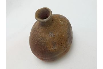 備前焼　金重道明　伊部　扁壷徳利(共箱付き、和食器)(R-063206)