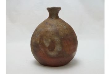 備前焼　金重道明　伊部　扁壷徳利(共箱付き、和食器)(R-063206)