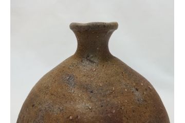 備前焼　金重道明　伊部　扁壷徳利(共箱付き、和食器)(R-063206)