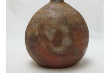 備前焼　金重道明　伊部　扁壷徳利(共箱付き、和食器)(R-063206)