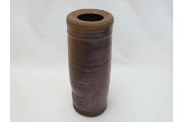 備前　人間国宝　藤原雄　花入(共箱付き、花瓶、花器、花生)(R-063207)