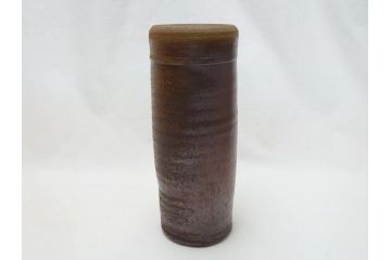 備前　人間国宝　藤原雄　花入(共箱付き、花瓶、花器、花生)(R-063207)
