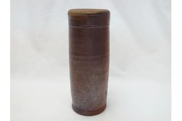 備前　人間国宝　藤原雄　花入(共箱付き、花瓶、花器、花生)(R-063207)