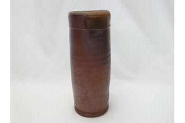 備前　人間国宝　藤原雄　花入(共箱付き、花瓶、花器、花生)(R-063207)