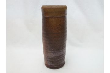 備前　人間国宝　藤原雄　花入(共箱付き、花瓶、花器、花生)(R-063207)