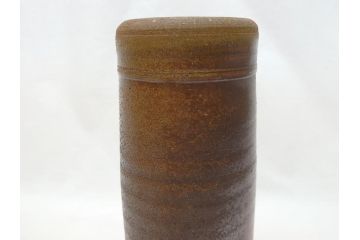 備前　人間国宝　藤原雄　花入(共箱付き、花瓶、花器、花生)(R-063207)