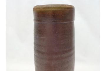 備前　人間国宝　藤原雄　花入(共箱付き、花瓶、花器、花生)(R-063207)